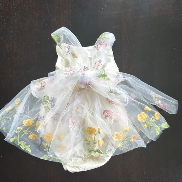 Floral Embroidered Dress - Cream and Multicolor - Picture 7 of 7